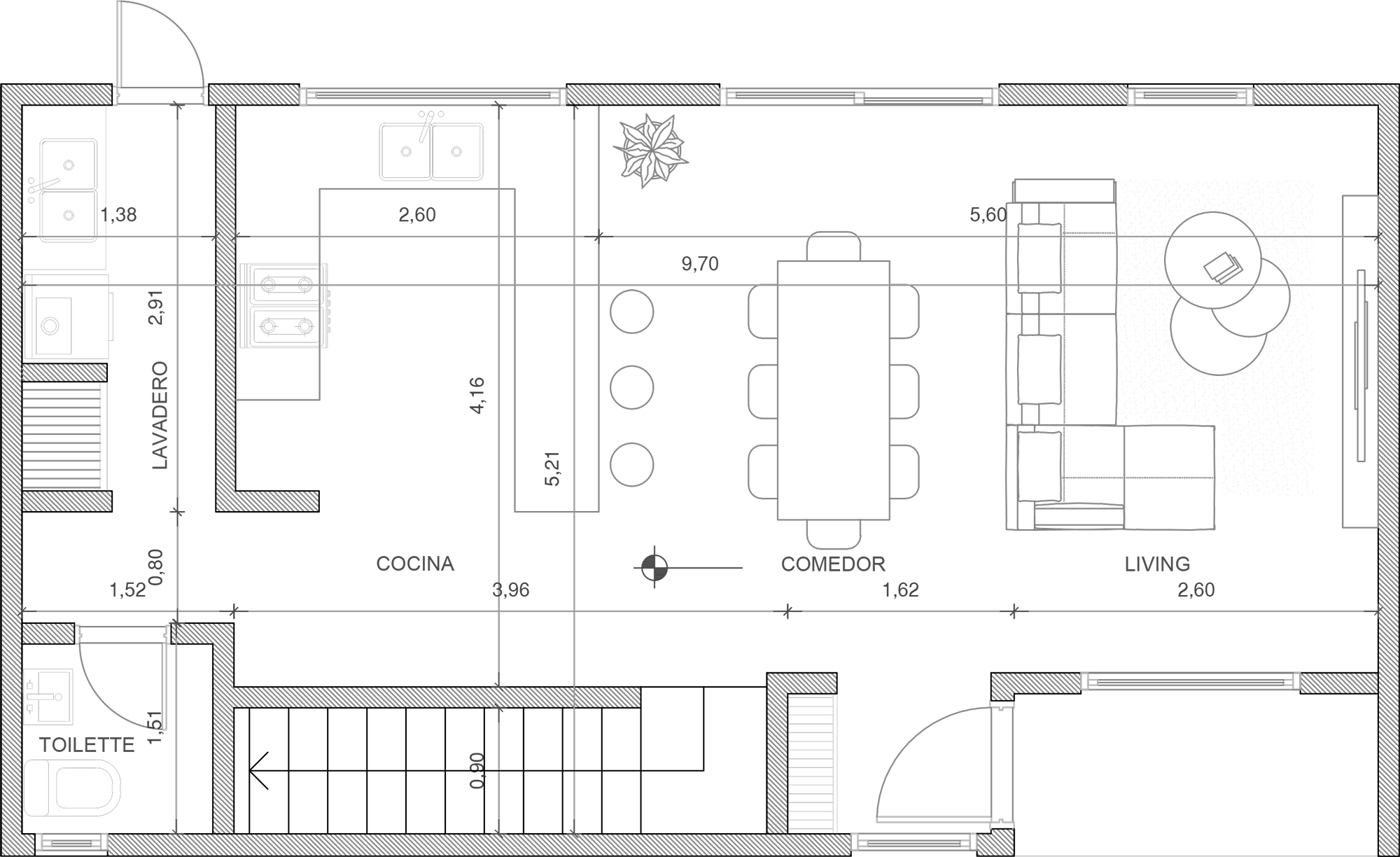 Planta de arquitectura Ischigualasto 3 dormitorios planta baja